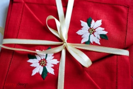Christmas napkin set -Flower embroidery